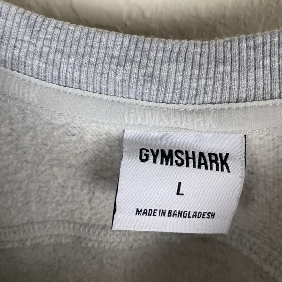 GymShark Sweatshirt Mens L Gray Crest Logo Gym Workout Crew Pullover Slim Fit - Picture 3 of 5